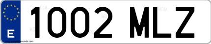 Ejemplo de matrícula española 1002 MLZ