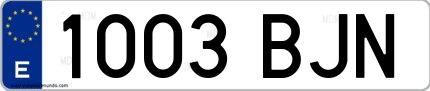 Ejemplo de matrícula española 1003 BJN