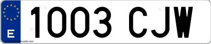 Ejemplo de matrícula española 1003 CJW