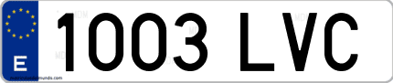 Ejemplo de matrícula de coche ordinaria 1003 LVC