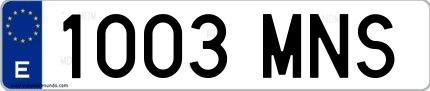 Ejemplo de matrícula española 1003 MNS