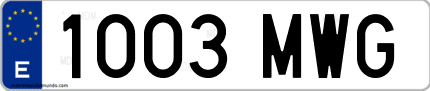 Ejemplo de matrícula de coche ordinaria 1003 MWG