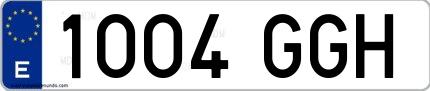Ejemplo de matrícula española 1004 GGH