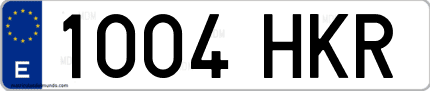 Ejemplo de matrícula de coche ordinaria 1004 HKR