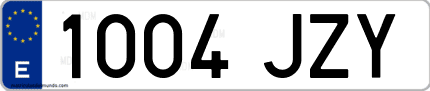 Ejemplo de matrícula de coche ordinaria 1004 JZY