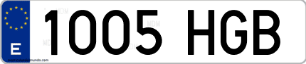 Ejemplo de matrícula de coche ordinaria 1005 HGB