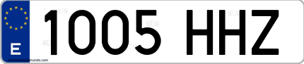 Ejemplo de matrícula de coche ordinaria 1005 HHZ