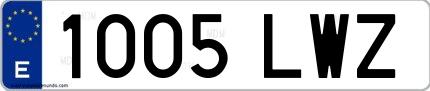 Ejemplo de matrícula española 1005 LWZ