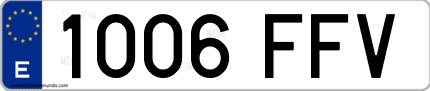 Ejemplo de matrícula de coche ordinaria 1006 FFV