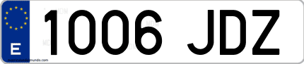 Ejemplo de matrícula de coche ordinaria 1006 JDZ