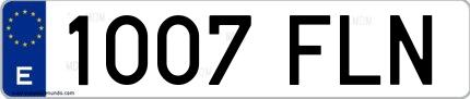 Ejemplo de matrícula española 1007 FLN