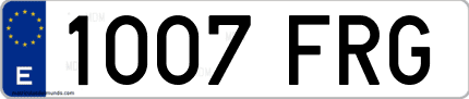 Ejemplo de matrícula de coche ordinaria 1007 FRG