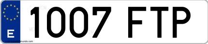 Ejemplo de matrícula de coche ordinaria 1007 FTP