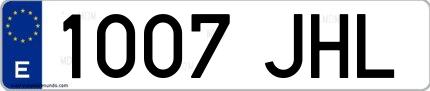 Ejemplo de matrícula española 1007 JHL