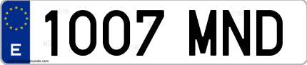 Ejemplo de matrícula de coche ordinaria 1007 MND