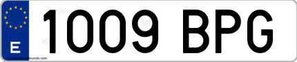 Ejemplo de matrícula española 1009 BPG