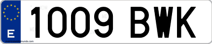 Ejemplo de matrícula de coche ordinaria 1009 BWK