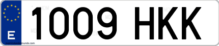 Ejemplo de matrícula de coche ordinaria 1009 HKK