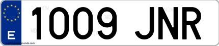 Ejemplo de matrícula española 1009 JNR