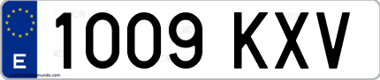 Ejemplo de matrícula de coche ordinaria 1009 KXV