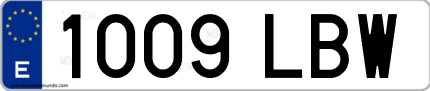 Ejemplo de matrícula de coche ordinaria 1009 LBW