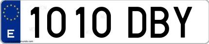 Ejemplo de matrícula española 1010 DBY