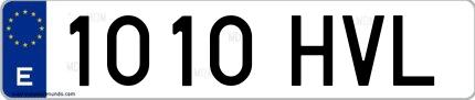 Ejemplo de matrícula española 1010 HVL