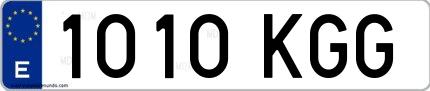 Ejemplo de matrícula española 1010 KGG