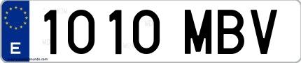 Ejemplo de matrícula española 1010 MBV