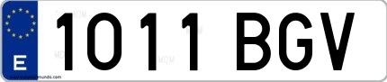 Ejemplo de matrícula española 1011 BGV