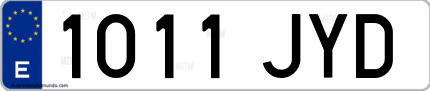 Ejemplo de matrícula de coche ordinaria 1011 JYD