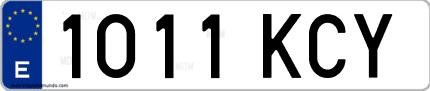 Ejemplo de matrícula de coche ordinaria 1011 KCY
