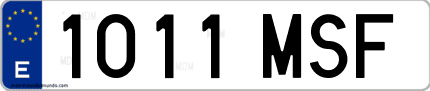 Ejemplo de matrícula de coche ordinaria 1011 MSF