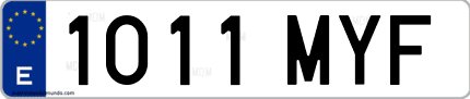 Ejemplo de matrícula de coche ordinaria 1011 MYF