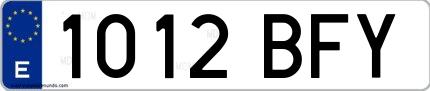 Ejemplo de matrícula española 1012 BFY