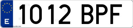 Ejemplo de matrícula de coche ordinaria 1012 BPF
