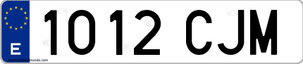 Ejemplo de matrícula de coche ordinaria 1012 CJM