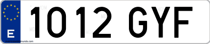 Ejemplo de matrícula de coche ordinaria 1012 GYF