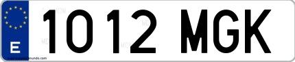 Ejemplo de matrícula española 1012 MGK