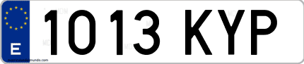 Ejemplo de matrícula de coche ordinaria 1013 KYP