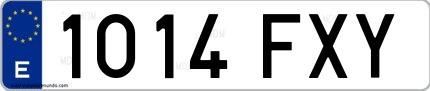Ejemplo de matrícula de coche ordinaria 1014 FXY