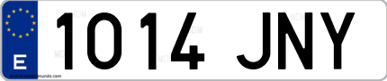 Ejemplo de matrícula de coche ordinaria 1014 JNY