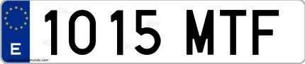 Ejemplo de matrícula de coche ordinaria 1015 MTF
