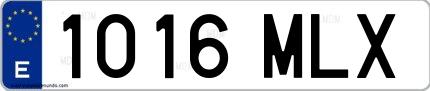Ejemplo de matrícula española 1016 MLX
