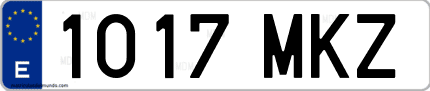 Ejemplo de matrícula de coche ordinaria 1017 MKZ