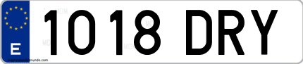 Ejemplo de matrícula de coche ordinaria 1018 DRY