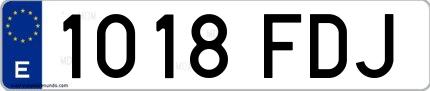 Ejemplo de matrícula española 1018 FDJ