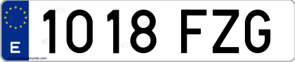 Ejemplo de matrícula de coche ordinaria 1018 FZG