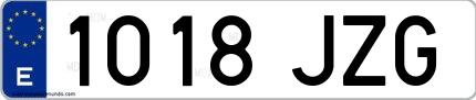 Ejemplo de matrícula española 1018 JZG
