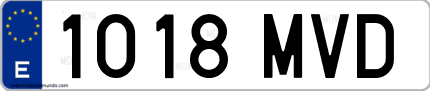 Ejemplo de matrícula de coche ordinaria 1018 MVD